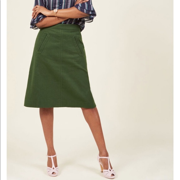 Anthropologie Dresses & Skirts - Aptitude for Anthropology A-line Green Skirt